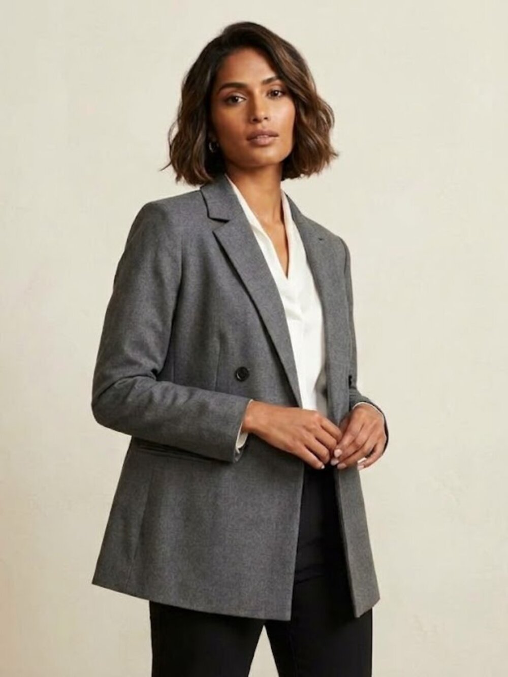 Banana Republic New $180 Charcoal Gray Double Breasted Blazer Jacket Size 6